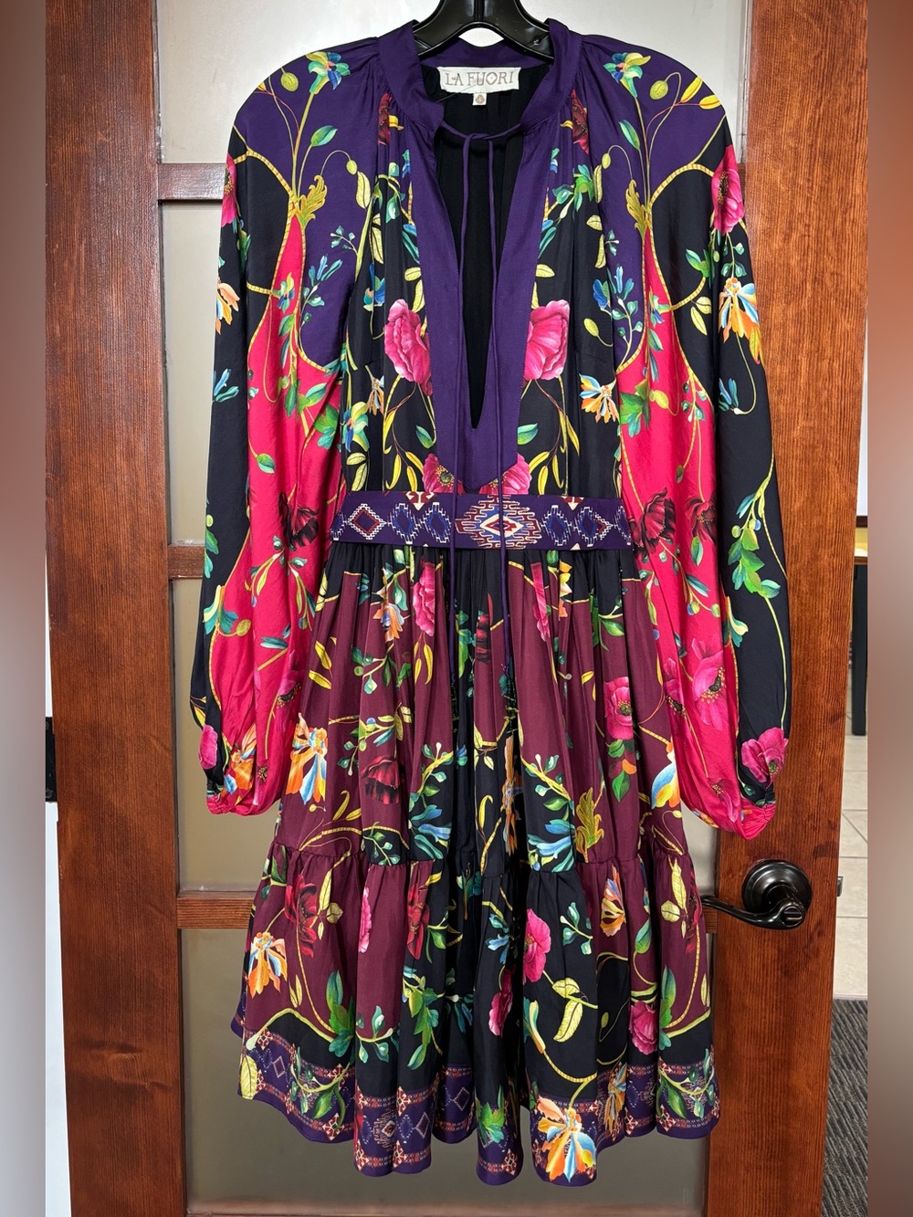 La Fuori Purple Floral Mini Dress